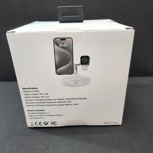 Q12 - 3-in-1 Wireless Charger - Sleek White Design Model H-11501